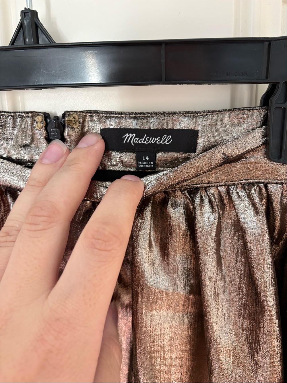 Madewell Metallic Bubble-Hem Mini Skirt Size 14 - Picture 3 of 7